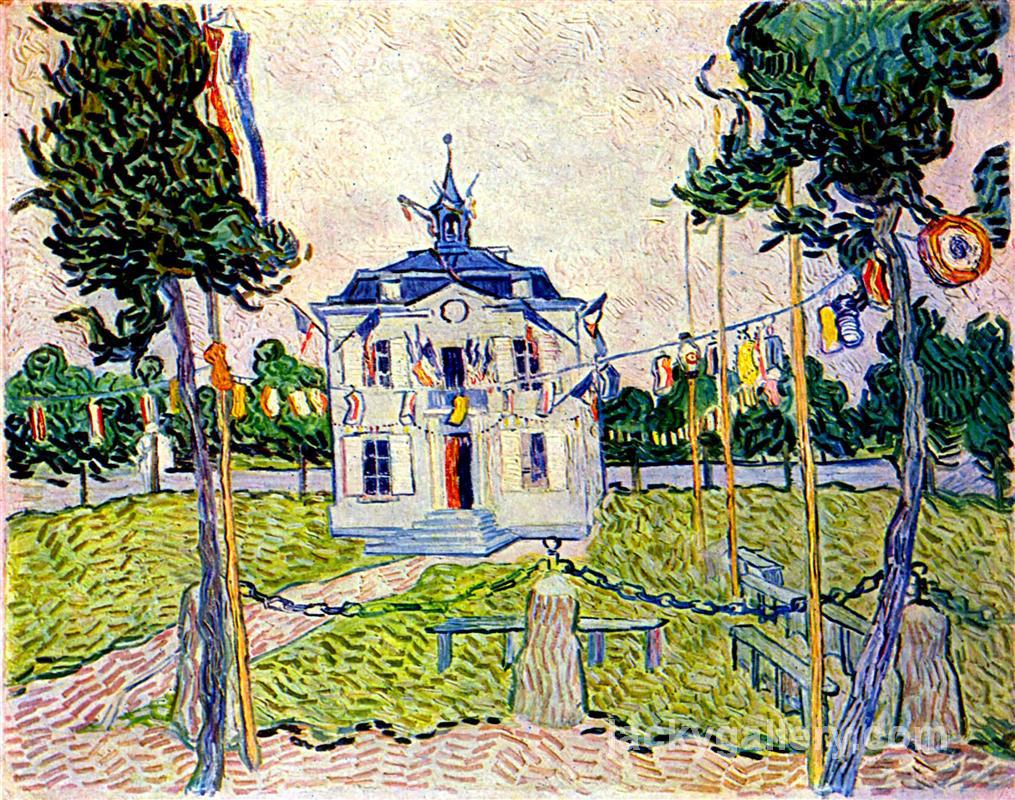 Auvers Town Hall in 14 July, Van Gogh painting